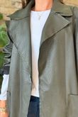 Made in Italy Runa Leather Look Relaxed Blazer Khaki